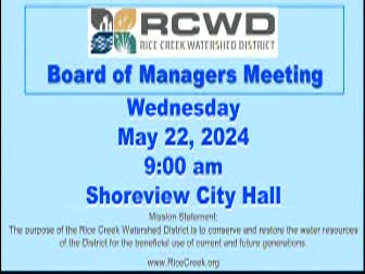 Thumbnail image for Rice Creek Watershed District Board Meeting - 5/22/2024