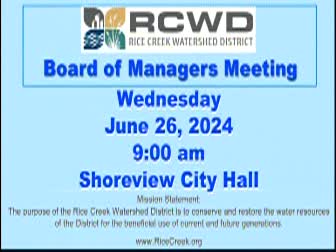 Thumbnail image for Rice Creek Watershed District Board Meeting - 6/26/2024