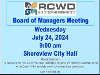 Thumbnail image for Rice Creek Watershed District Board Meeting - 7/24/2024