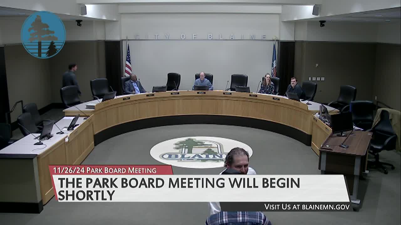 Blaine Park Board Meeting 11/26/2024