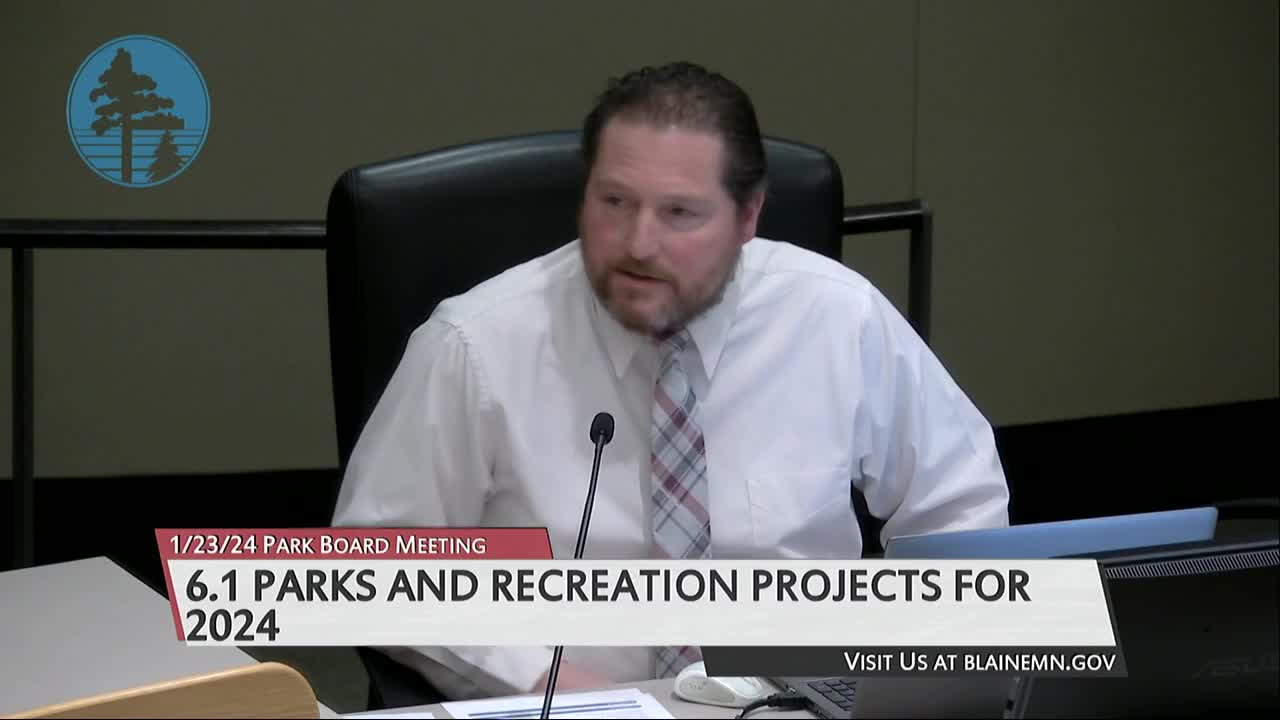 Blaine Park Board Meeting 1/23/2024