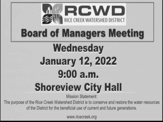 Thumbnail image for Rice Creek Watershed District Board Meeting - 1/12/2022