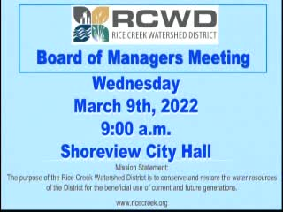 Thumbnail image for Rice Creek Watershed District Board Meeting - 3/9/2022