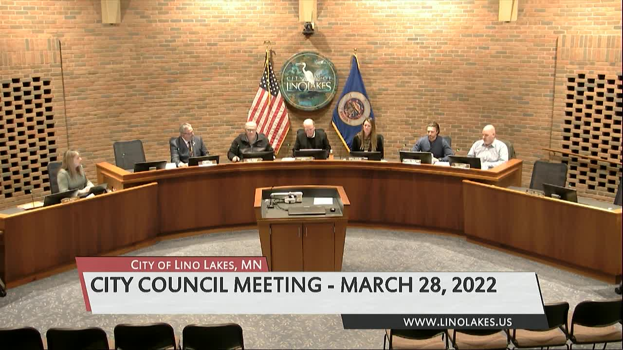 Thumbnail image for Lino Lakes City Council Meeting 3/28/2022