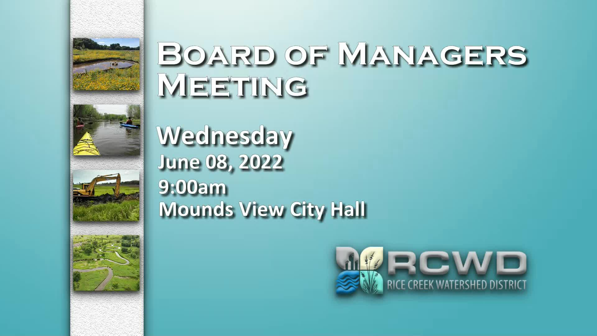 Thumbnail image for Rice Creek Watershed District Board Meeting - 6/08/2022