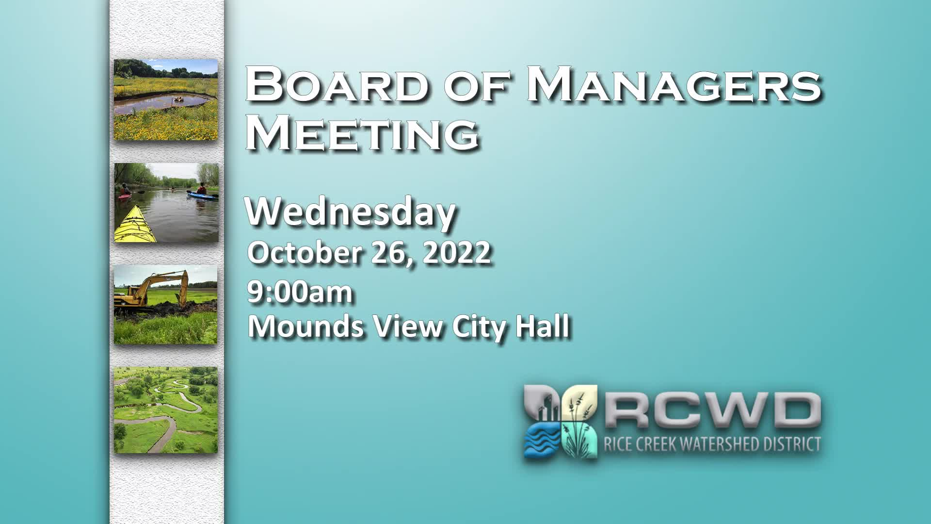 Thumbnail image for Rice Creek Watershed District Board Meeting - 10/26/2022