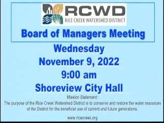 Thumbnail image for Rice Creek Watershed District Board Meeting - 11/09/2022